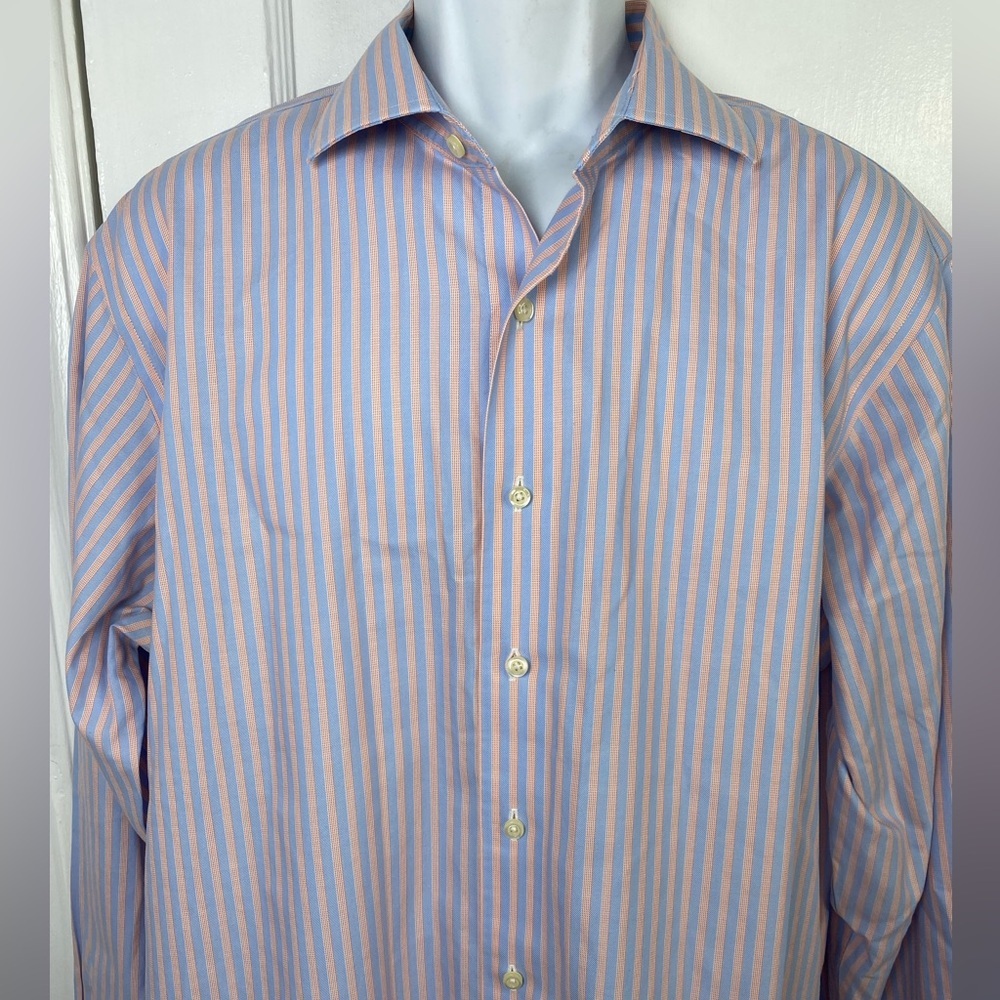 Brooks Brothers Men's Shirt with Blue and Pink Stripes